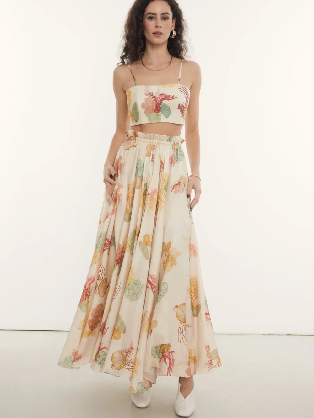 ROOH Collective Summer Crop and Maxi Skirt set in La Mer Print Size L